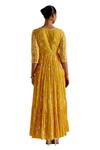 Shop_Preevin_Yellow Cotton, Net, Tulle Geometric Pattern Embellished Angarkha With Dupatta _Online_at_Aza_Fashions