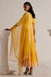 Buy_PREEVIN_Yellow Angarkha Cotton Mulmul Tassel Detailed Tiered With Dupatta  