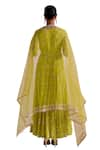 PREEVIN_Green Angarkha Cotton Mulmul Embellished Tiered With Mirror Dupatta  _Online_at_Aza_Fashions