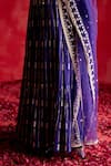 PREEVIN_Purple Angarkha Cotton Mulmul Stripe Mirror With Dupatta  _at_Aza_Fashions