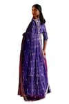 Buy_PREEVIN_Purple Angarkha Cotton Mulmul Stripe Mirror With Dupatta  