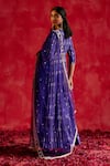 Shop_PREEVIN_Purple Angarkha Cotton Mulmul Stripe Mirror With Dupatta  _at_Aza_Fashions