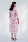 Shop_Roze_White Pure Cotton Print Rose Round Neck Arah Kurta Pant Set _at_Aza_Fashions