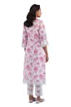 Shop_Roze_White Pure Cotton Print Rose Round Neck Arah Kurta Pant Set _Online_at_Aza_Fashions