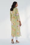 Shop_Roze_Green Kurta And Pant Pure Cotton Printed Floral Notched Sahar Set _at_Aza_Fashions