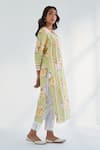 Buy_Roze_Green Kurta And Pant Pure Cotton Printed Floral Notched Sahar Set _Online_at_Aza_Fashions