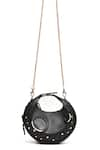 Immri_Black Halo Crescent Shaped Handbag _at_Aza_Fashions