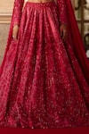 Shop_EEKSHA_Fuchsia Flat Dupion Swarovski Embellished Floral Bridal Lehenga Set _Online_at_Aza_Fashions