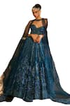 Buy_EEKSHA_Blue Silk Organza Floral Swirl Bead Embellished Lehenga Set _Online_at_Aza_Fashions