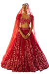 Buy_EEKSHA_Red Tulle Embroidered Sequins Crystal Embellished Applique Lehenga Set  _Online_at_Aza_Fashions