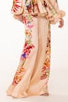 Buy_EEKSHA_Peach Silk Satin Printed Bloom Collar Top And Pant Set  _Online_at_Aza_Fashions