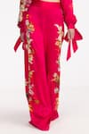 Buy_EEKSHA_Fuchsia Silk Satin Printed Floral Collar Cropped Blazer Pant Set _Online_at_Aza_Fashions