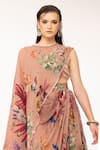 Buy_EEKSHA_Brown Silk Georgette Printed Top And Layered Skirt Set  