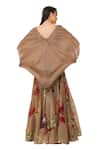 Buy_EEKSHA_Beige Satin Organza Embroidered Cowl Blouse And Lehenga Skirt Set  _Online_at_Aza_Fashions