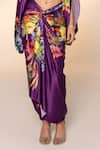 Buy_EEKSHA_Purple Silk Satin Printed Botanical Cape Open Capelet Knotted Skirt Set _Online_at_Aza_Fashions