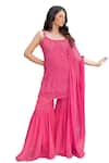 Buy_LABEL AISHWARYRIKA_Pink Georgette Embroidered Chikankari Round Sharara Set _Online_at_Aza_Fashions