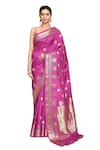 Buy_Samyukta Singhania_Pink Pure Katan Silk Woven Glory Bloom Buta Saree With Running Blouse _Online_at_Aza_Fashions