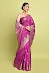 Shop_Samyukta Singhania_Pink Pure Katan Silk Woven Glory Bloom Buta Saree With Running Blouse _Online_at_Aza_Fashions