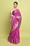 Samyukta Singhania_Pink Pure Katan Silk Woven Glory Bloom Buta Saree With Running Blouse _at_Aza_Fashions