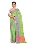 Buy_Nazaakat by Samara Singh_Green Pure Cotton Woven Bahar Striped Saree With Running Blouse_Online_at_Aza_Fashions