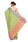 Shop_Nazaakat by Samara Singh_Green Pure Cotton Woven Bahar Striped Saree With Running Blouse_Online_at_Aza_Fashions