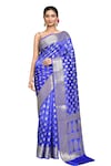 Buy_Nazaakat by Samara Singh_Blue Pure Silk Woven Wildbloom Buta Saree With Running Blouse_Online_at_Aza_Fashions