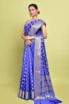 Nazaakat by Samara Singh_Blue Pure Silk Woven Wildbloom Buta Saree With Running Blouse_at_Aza_Fashions