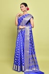 Buy_Nazaakat by Samara Singh_Blue Pure Silk Woven Wildbloom Buta Saree With Running Blouse