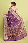 Shop_Samyukta Singhania_Purple Pure Silk Woven Bullian Paisley Saree With Running Blouse _at_Aza_Fashions