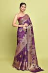 Shop_Samyukta Singhania_Purple Pure Silk Woven Bullian Paisley Saree With Running Blouse _Online_at_Aza_Fashions