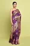 Samyukta Singhania_Purple Pure Silk Woven Bullian Paisley Saree With Running Blouse _at_Aza_Fashions