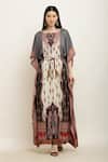 Buy_Aham-Vayam_Multi Color Modal Silk Printed Paisley Round Batwing Sleeve Kaftan _at_Aza_Fashions