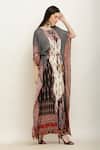 Aham-Vayam_Multi Color Modal Silk Printed Paisley Round Batwing Sleeve Kaftan _at_Aza_Fashions
