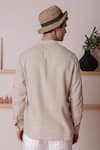 Shop_Lacquer Embassy_Beige Cotton Linen Plain Fougasse Pintuck Shirt  _at_Aza_Fashions