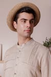 Buy_Lacquer Embassy_Beige Cotton Linen Plain Fougasse Pintuck Shirt  _Online_at_Aza_Fashions