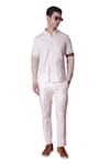 Buy_Lacquer Embassy_White Cotton Linen Threadwork Seges Colourblock Sleeve Shirt _Online_at_Aza_Fashions