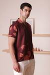 Shop_Lacquer Embassy_Maroon Mushroom Twill Satin Printed Abstract Tarte Shirt _Online_at_Aza_Fashions