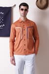 Shop_Lacquer Embassy_Orange Cotton Plain Tartine Shirt _Online_at_Aza_Fashions