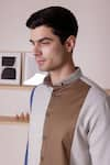 Buy_Lacquer Embassy_Grey Cotton Colourblock Zinfandel Panel Shirt  _Online_at_Aza_Fashions