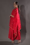 Shop_VikaByArvindAmpula_Red Chanderi Hand Embroidered Sequins Jacket Shrug With Anarkali Set _at_Aza_Fashions