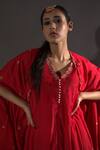 Shop_VikaByArvindAmpula_Red Chanderi Hand Embroidered Sequins Jacket Shrug With Anarkali Set _Online_at_Aza_Fashions