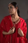 VikaByArvindAmpula_Red Chanderi Hand Embroidered Sequins Jacket Shrug With Anarkali Set _at_Aza_Fashions