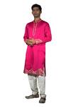 VikaByArvindAmpula_Fuchsia Chanderi Hand Embroidered Sequins Kurta  _Online_at_Aza_Fashions