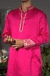 Buy_VikaByArvindAmpula_Fuchsia Chanderi Hand Embroidered Sequins Kurta  _Online_at_Aza_Fashions