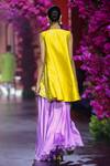 Shop_VikaByArvindAmpula_Purple Linen Satin Embroidery Floral Overcoat Open Blossom Pant Set _at_Aza_Fashions
