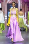 Shop_VikaByArvindAmpula_Purple Linen Satin Embroidery Floral Overcoat Open Blossom Pant Set _Online_at_Aza_Fashions