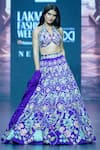 Buy_VikaByArvindAmpula_Blue Linen Satin Embroidery Floral Halter Neck Garden Lehenga Set _Online_at_Aza_Fashions