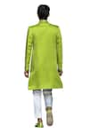 VikaByArvindAmpula_Green Linen Satin Embroidery Floral Flower Bouquet Sherwani With Pant  _at_Aza_Fashions