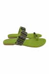 Buy_PREET KAUR_Green Coins Bohemian Embellished Thumb Flats _Online_at_Aza_Fashions