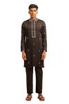 Buy_Shreyansh Designs_Black Chanderi Silk Embellished Bead Paras Kurta With Pant _Online_at_Aza_Fashions